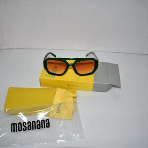 Mosanana Trendy Hexagonal Aviator Sunglasses for Women | Green/Gradient Red